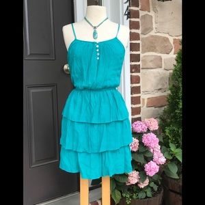 Ruffled Boho Turquoise sassy dress 👗 Lily Rose